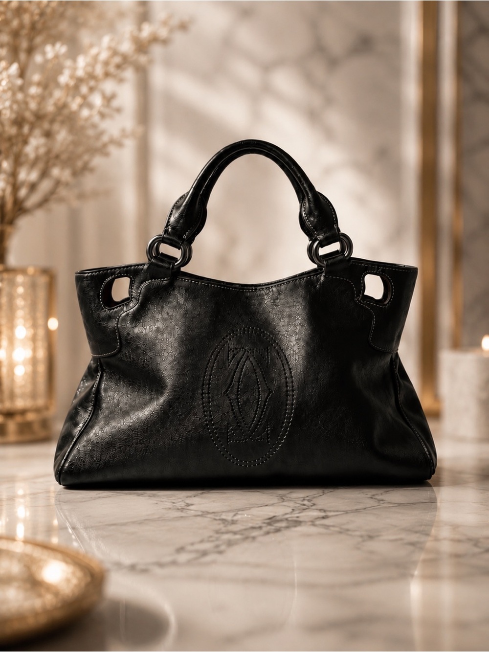 Cartier Vintage Marcello Black Leather Shoulder Bag | Like New Condition